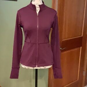 Forever 21 Purple/Maroon Fitted Track Jacket with High Collar, Size Small